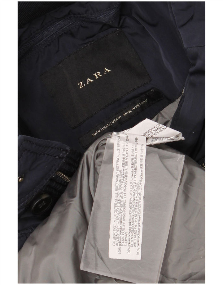 Zara Ανδρικό μπουφάν με επένδυση UK 38 Medium Navy Blue Polyester