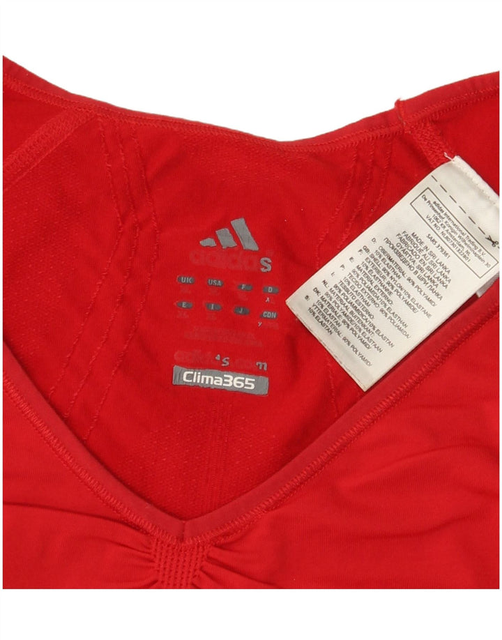 Γυναικεία ADIDAS Clima 365 T-Shirt Top UK 8 Small Red Nylon