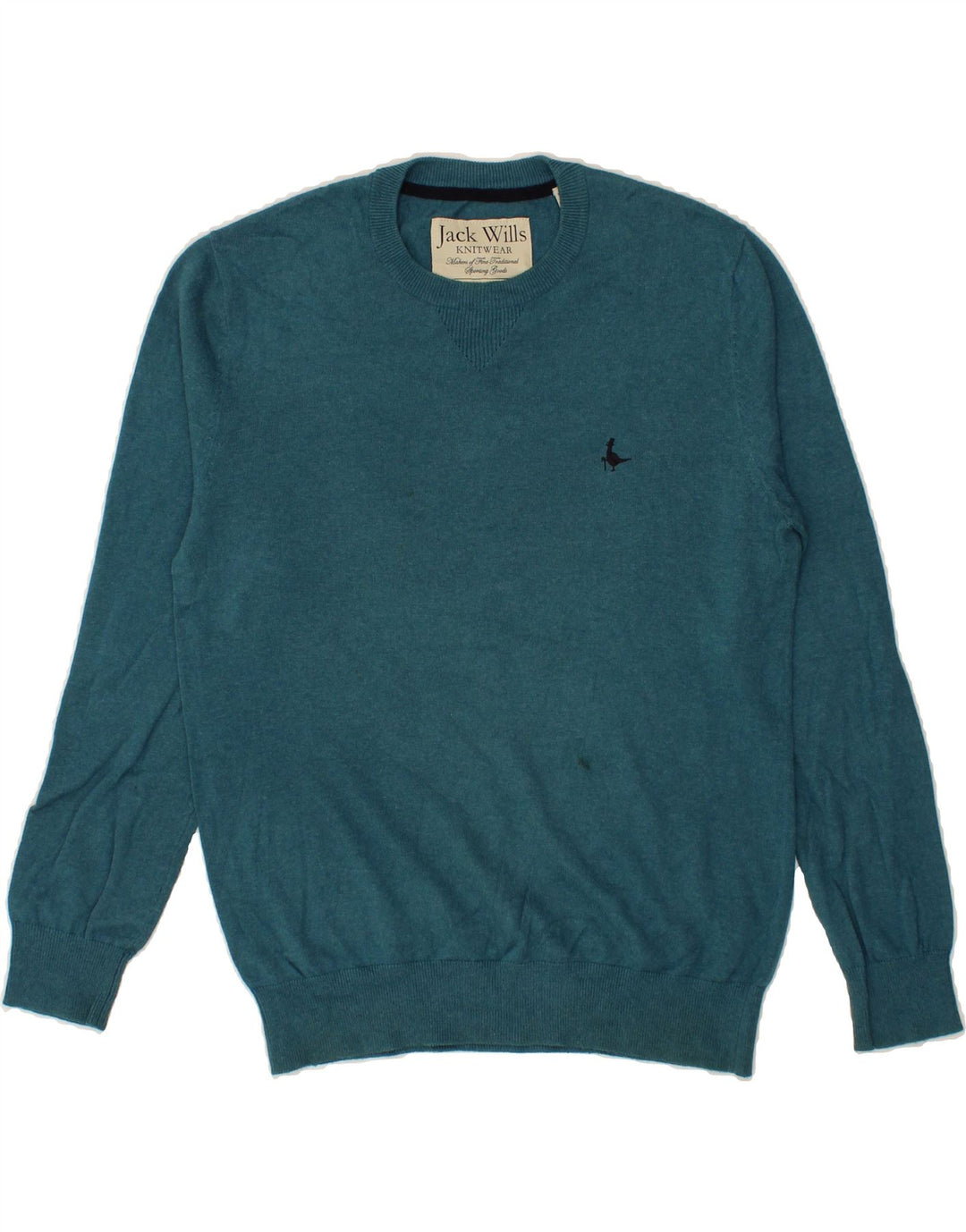 JACK WILLS Mens Crew Neck Jumper Sweater Medium Turquoise Vintage Jack Wills and Second-Hand Jack Wills from Messina Hembry 