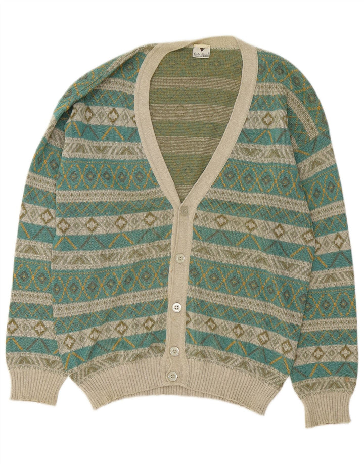 Ανδρικό πουλόβερ με ζακέτα VINTAGE Medium Green Fair Isle