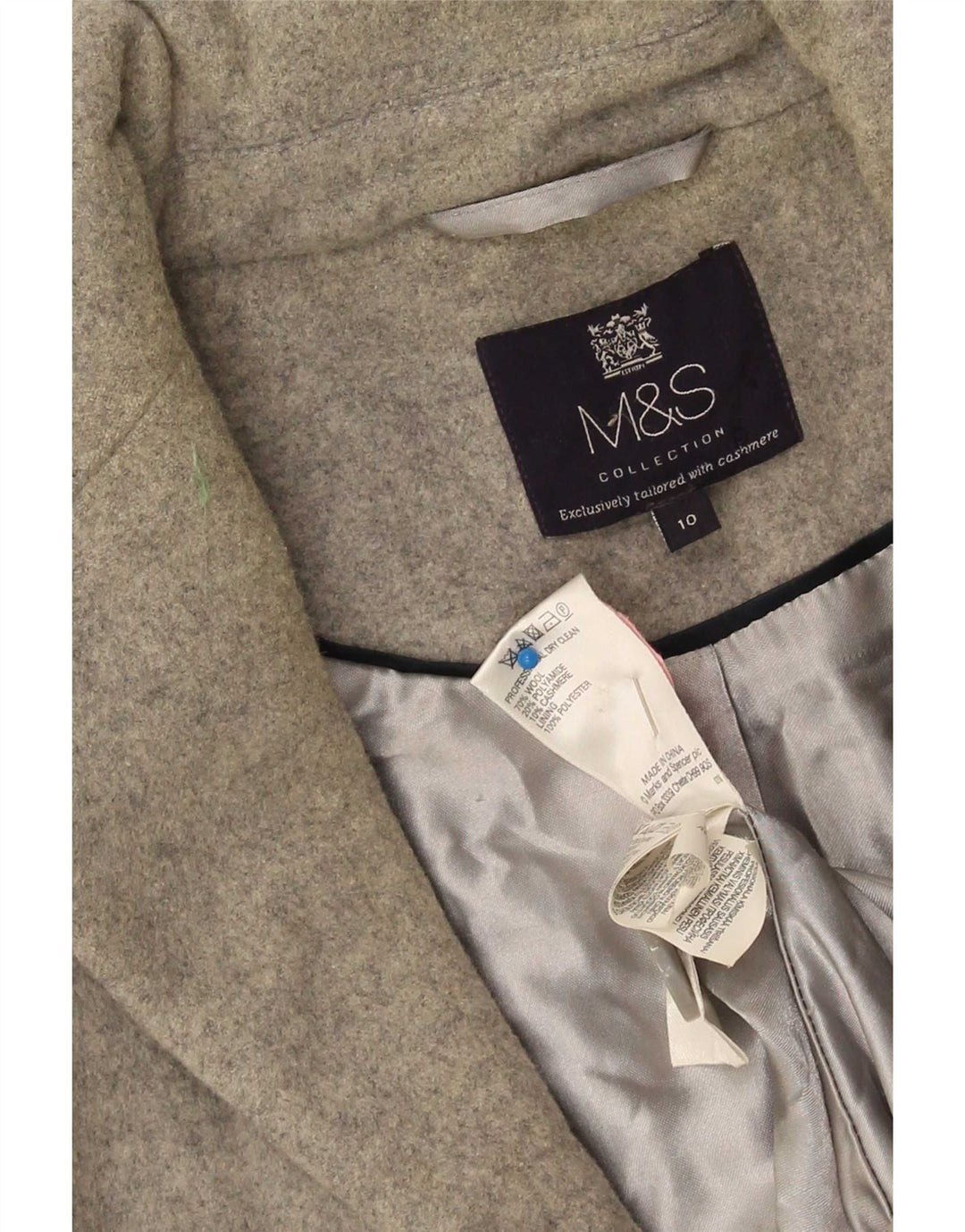Marks & Spencer Γυναικείο Oversized Πανωφόρι UK 10 Small Grey Wool