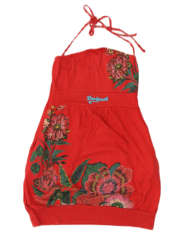 Desigual Γυναικείο Graphic Halter Top UK 4 XS Red Floral Βαμβακερό