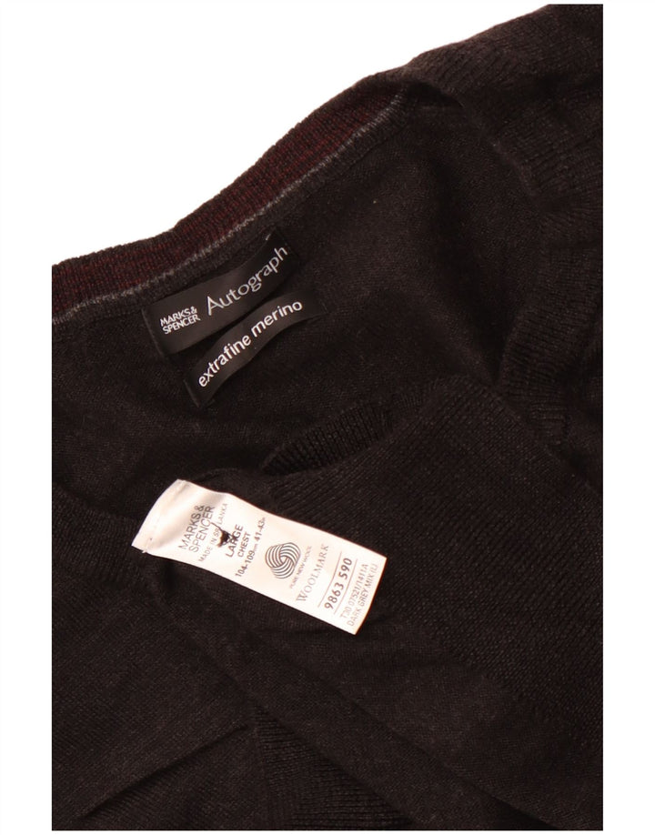 Marks & Spencer Γυναικείο πουλόβερ αυτόγραφο με V λαιμόκοψη UK 16 Large Grey