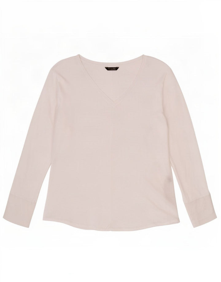 Massimo Dutti Γυναικεία See Through Top Longseve UK 12 Medium White Lyocell