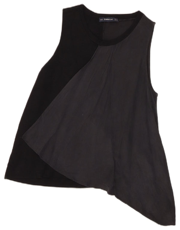 Zara γυναικείο αμάνικο ασύμμετρο τουνίκ τοπ UK 10 Small Black Colourblock