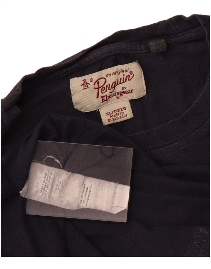 Ανδρικό γραφικό T-Shirt Penguin Top XL Navy Blue Cotton