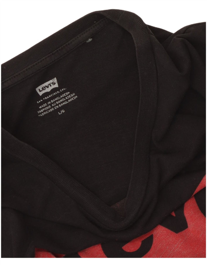 Γυναικείο γραφικό T-Shirt Levi's Top UK 14 Large Black