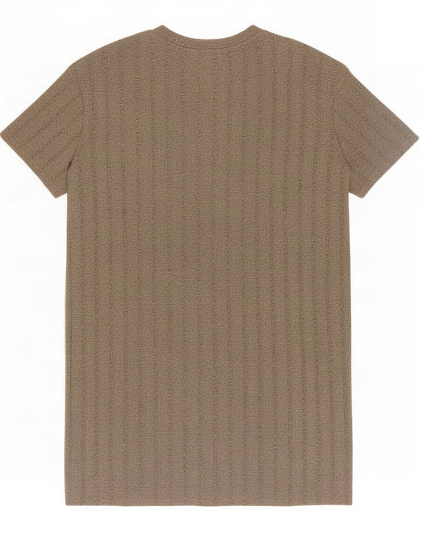 Zara Γυναικείο T-Shirt Φόρεμα UK 14 Medium Beige ριγέ πολυεστέρα
