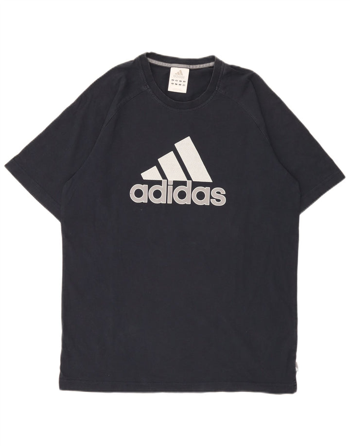 Ανδρικό γραφικό T-Shirt Adidas Top από μεσαίο μπλε ναυτικό βαμβακερό