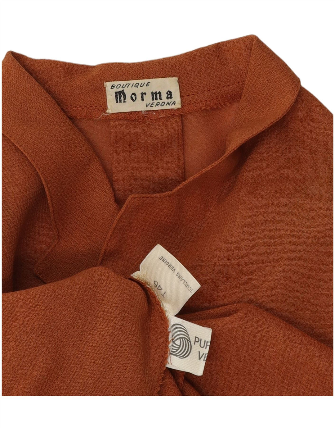 Vintage Γυναικείο Πουκάμισο Μπλούζα IT 46 Μεγάλο Καφέ Παρθένο Μαλλί