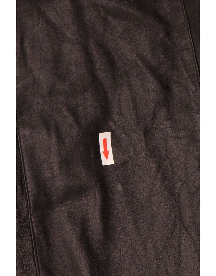 Vintage Γυναικείο Loose Fit Leather Coat UK 14 Medium Black Leather