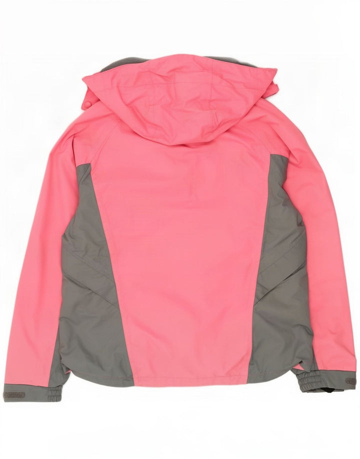 Vintage γυναικείο μπουφάν σκι με κουκούλα UK 12 Medium Pink Colourblock Polyamide