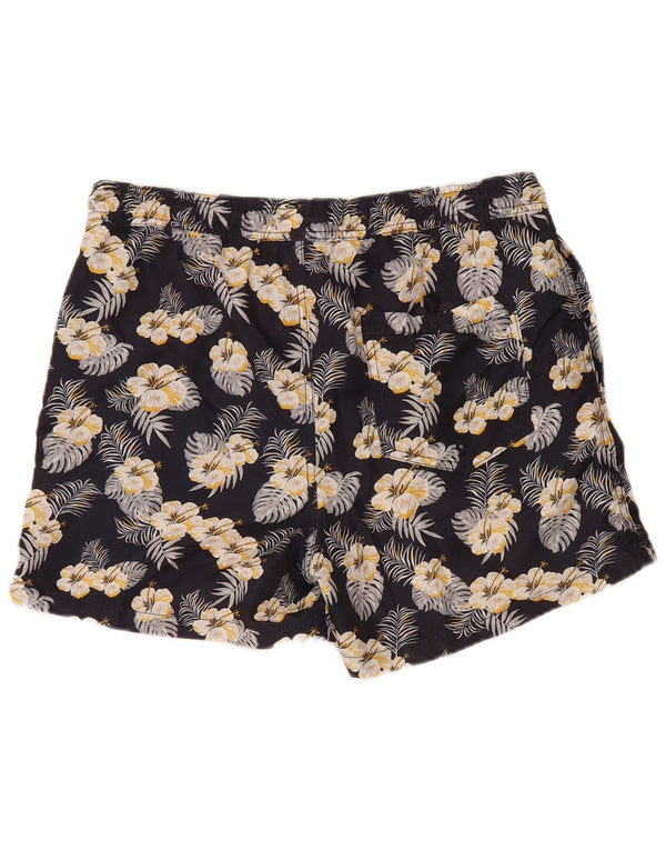 Jack & Jones Mens Swimming Shorts Medium  Navy Blue Floral Polyester