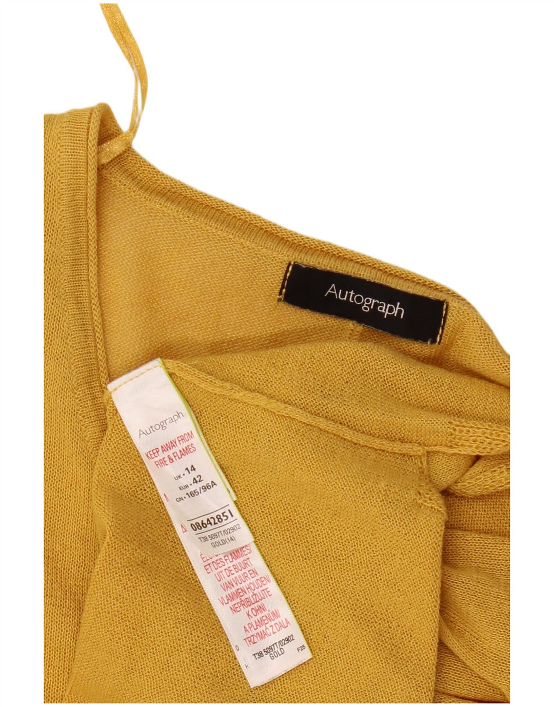 Marks & Spencer Γυναικεία Autograph Crop Oversized Μπλούζα Top UK 14 Large Gold
