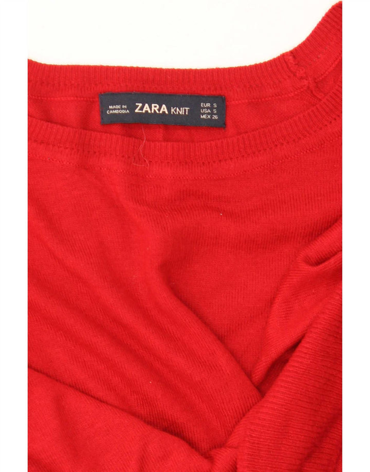 Zara Γυναικείο πουλόβερ με λαιμόκοψη μεγάλου μεγέθους UK 10 Small Red