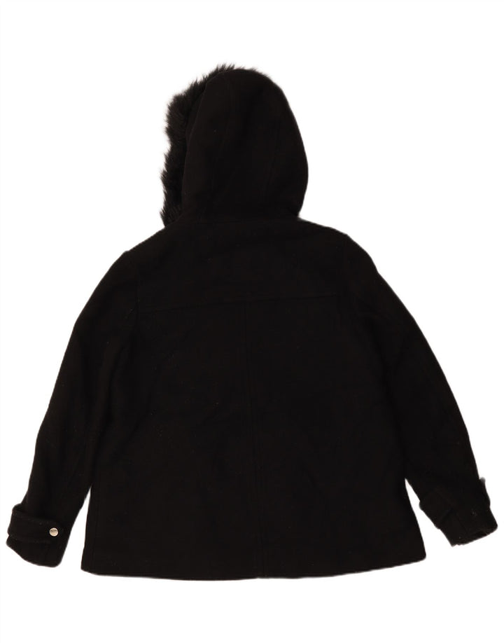 Zara Γυναικείο κοντό παλτό με κουκούλα UK 10 Small Black