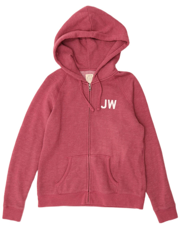 JACK WILLS Womens Zip Hoodie Sweater UK 16 Large  Burgundy Flecked