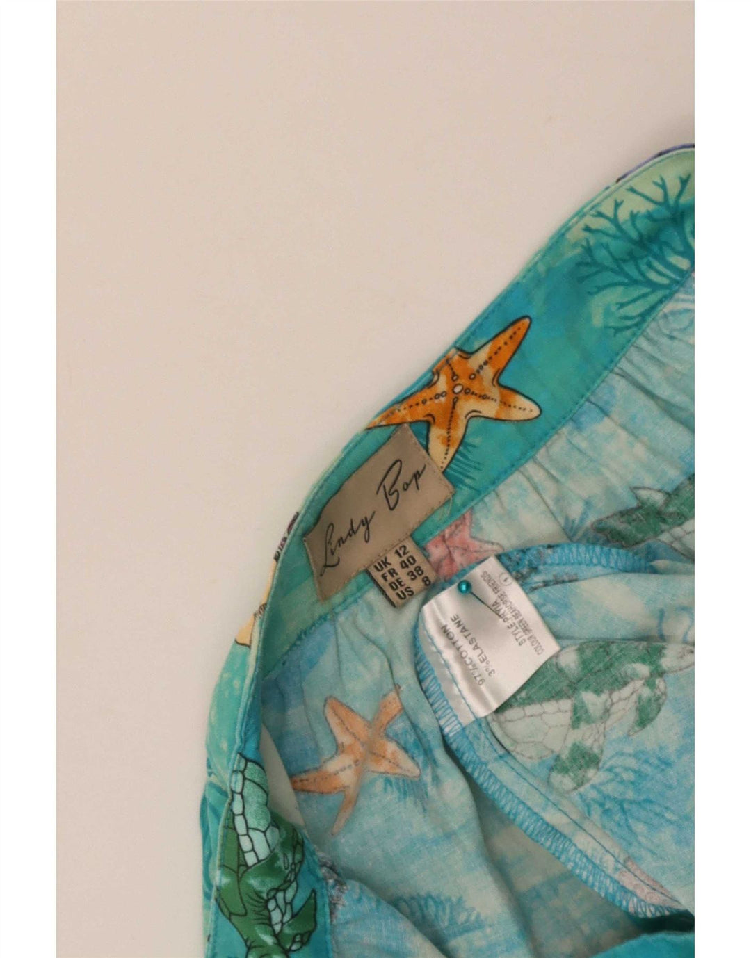 Lindy bop Γυναικεία φούστα με αφηρημένο σχέδιο UK 12 Medium W30 Μπλε βαμβακερή