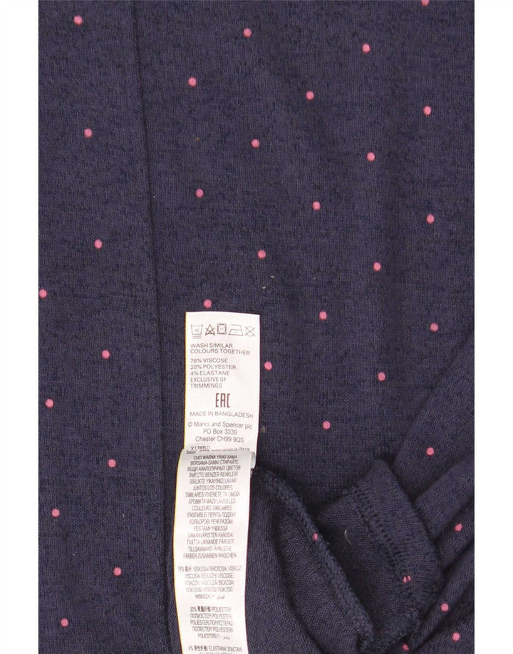 Marks & Spencer Γυναικείο τοπ μακρυμάνικο UK 14 Large Navy Blue με στίγματα