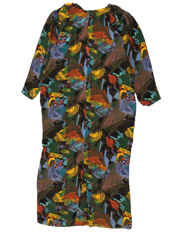 Vintage Womens Abstract Pattern Maxi Dress UK 16 Large Multicoloured