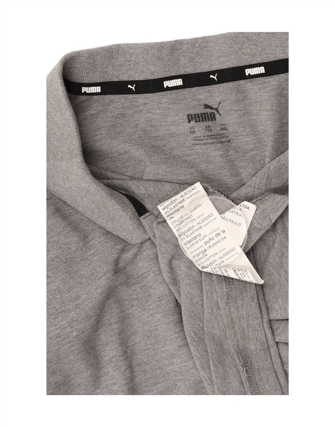 Ανδρικό μπλουζάκι πόλο Puma 2XL, βαμβακερό σε γκρι φλύκταινες