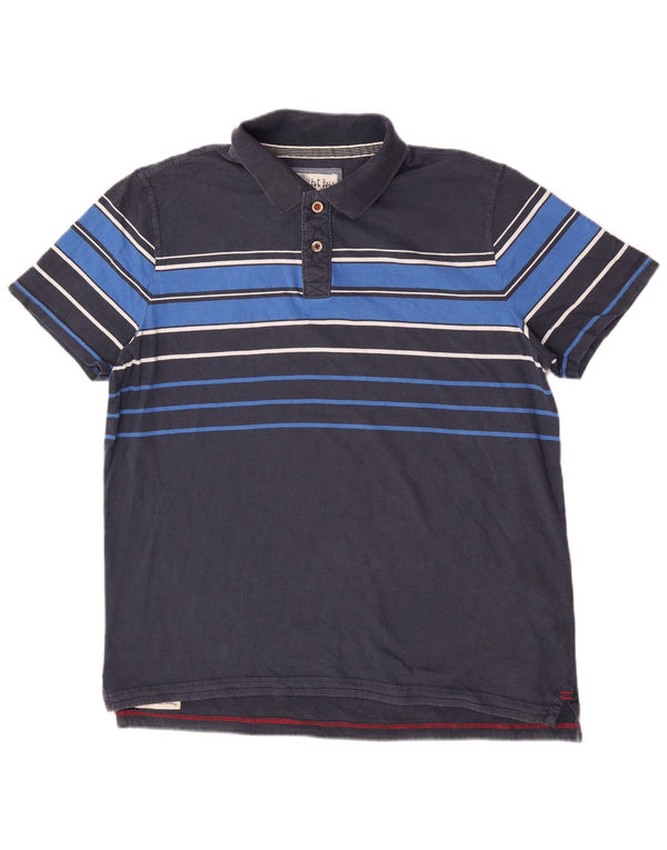 Fat Face Ανδρικό μπλουζάκι ράγκμπι πόλο XL Navy Blue ριγέ βαμβακερό