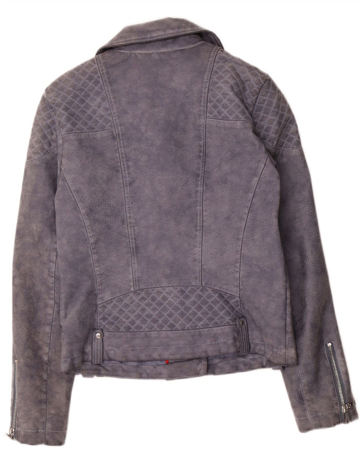 Tommy Hilfiger Γυναικείο Faux Leather Biker Jacket UK 10 Small Grey