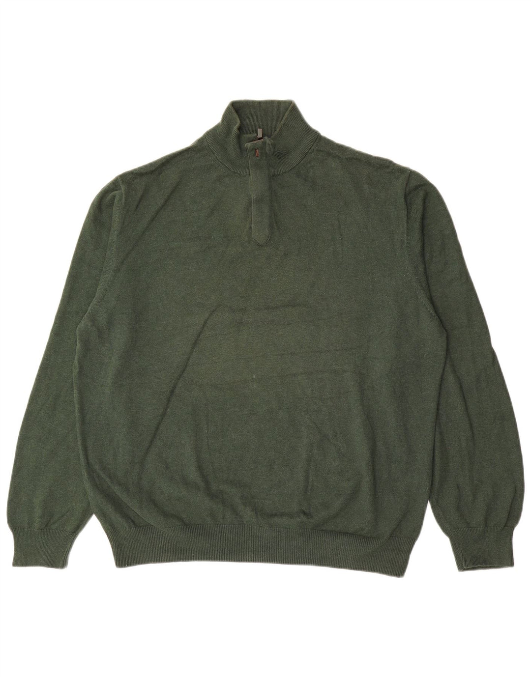 Ανδρικό πουλόβερ Massimo Dutti με φερμουάρ 2XL πράσινο βαμβακερό