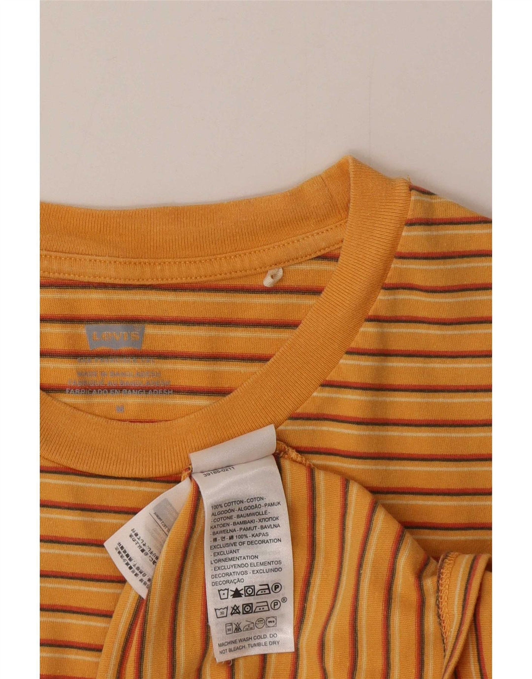 Γυναικείο T-Shirt Levi's Top UK 12 Βαμβακερό μεσαίο πορτοκαλί ριγέ
