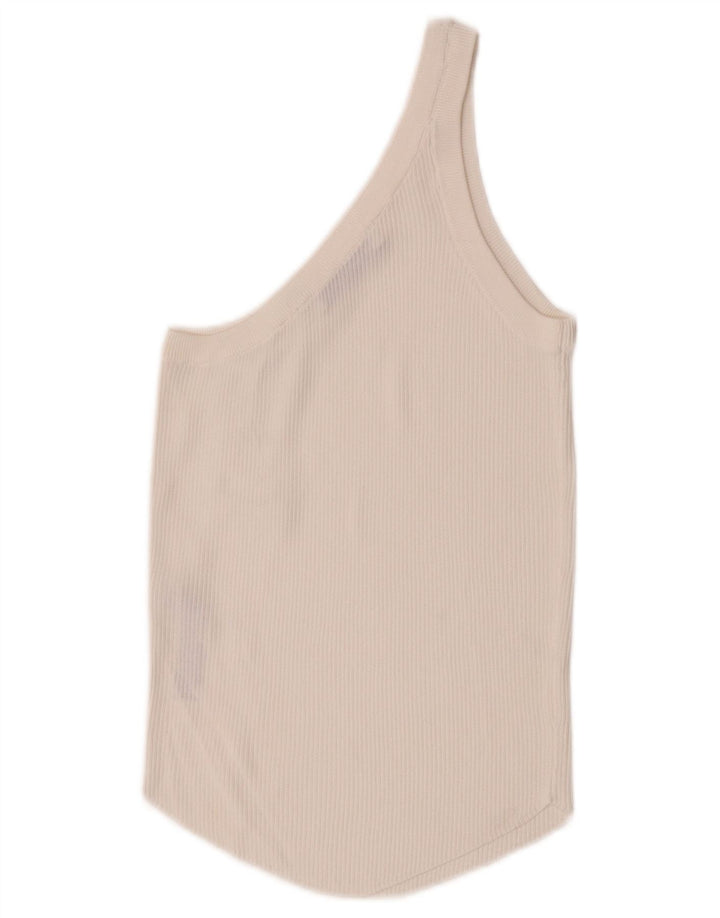 Zara Womens One Shoulder Top UK 12 Medium White Viscose