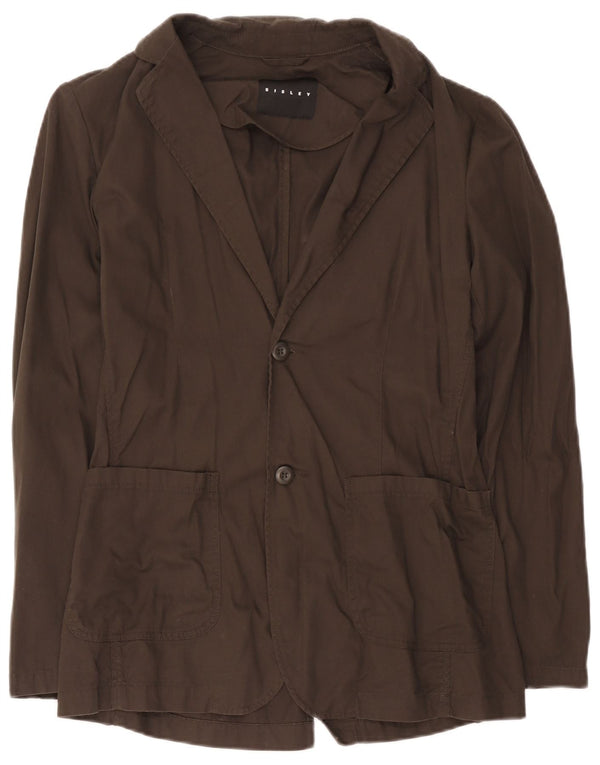 Sisley Mens 2 Button Blazer Jacket IT 48 Medium Brown Cotton