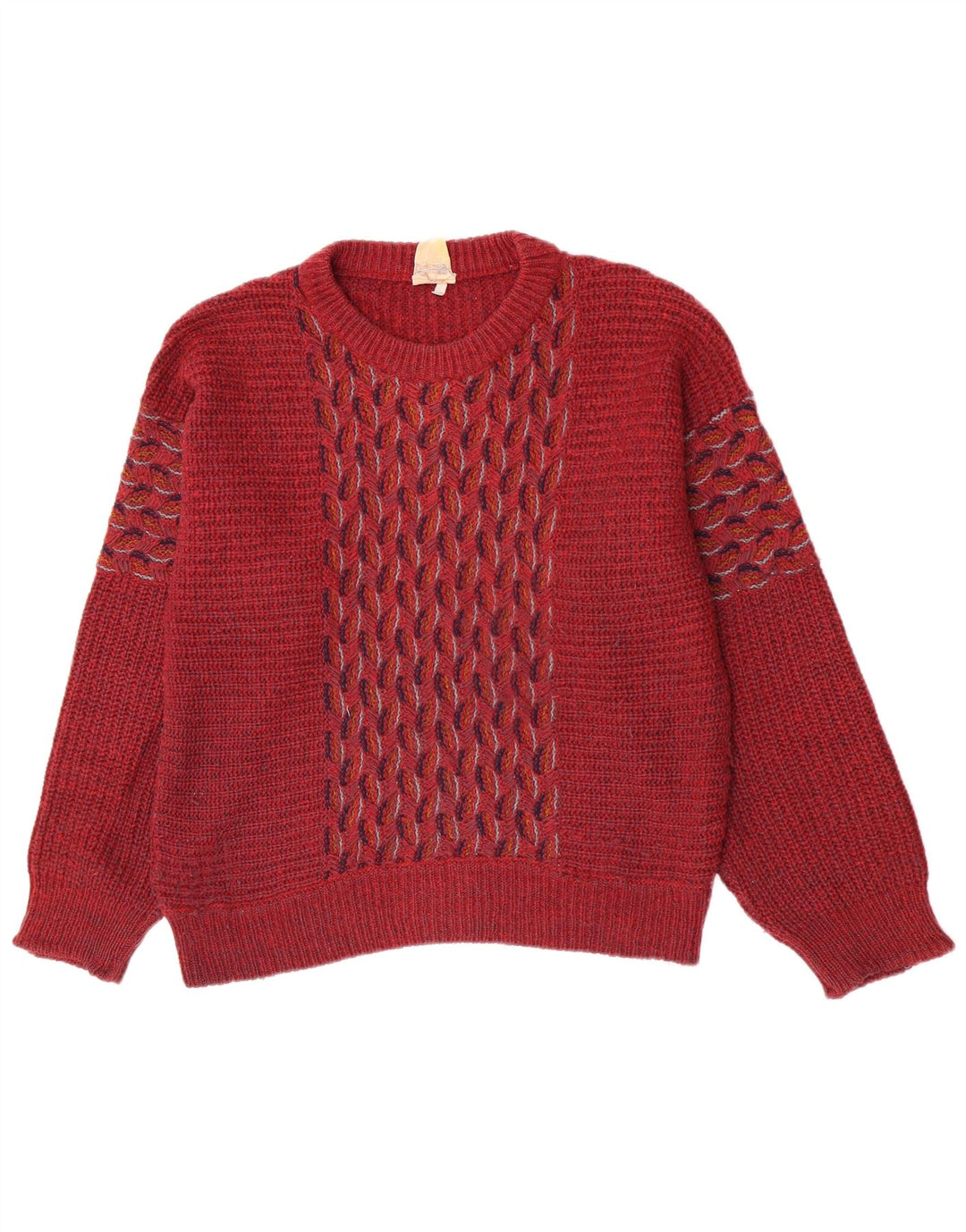 Ανδρικό πουλόβερ Fiume Crew Neck Jumper IT 46 Small Maroon Geometric Acrylic