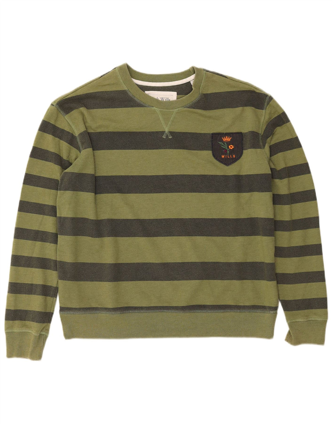 JACK WILLS Γυναικείο φούτερ μεγάλου μεγέθους Jumper UK 14 Μεγάλο χακί ριγέ