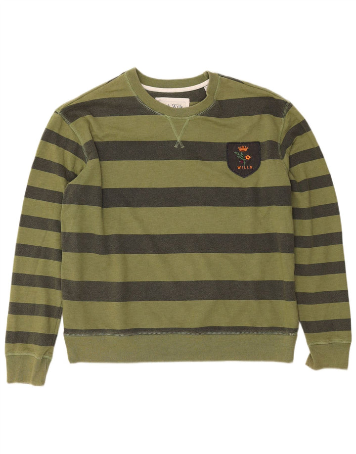 JACK WILLS Γυναικείο φούτερ μεγάλου μεγέθους Jumper UK 14 Μεγάλο χακί ριγέ