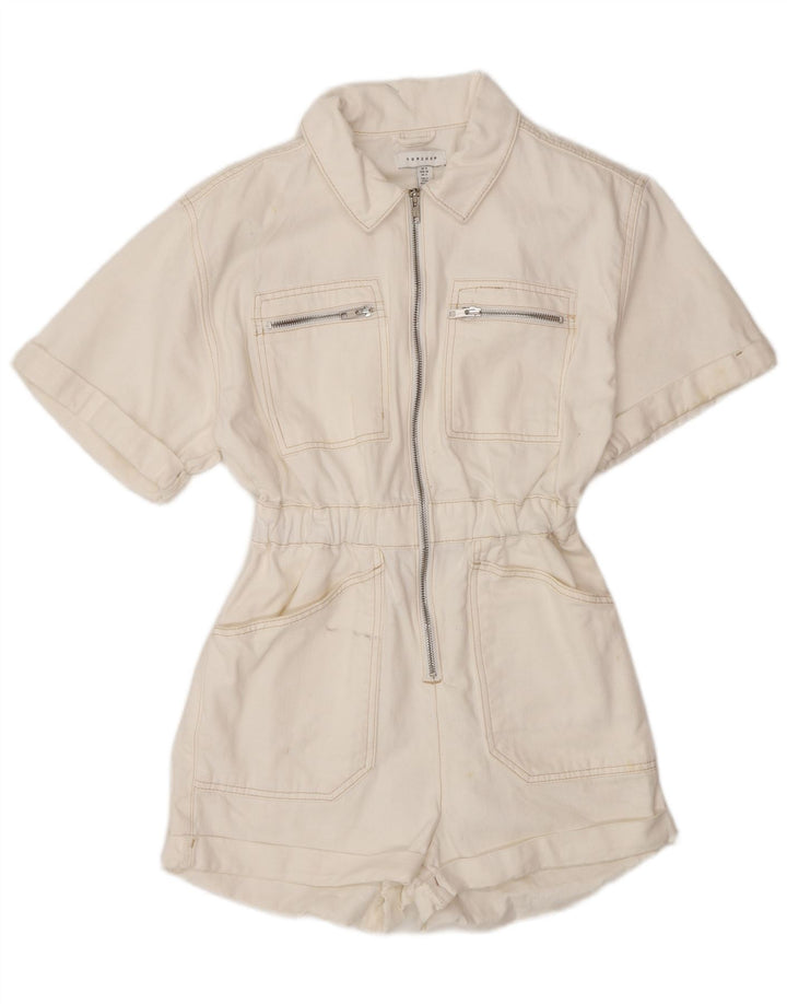 Topshop Γυναικείο Τζιν Playsuit UK 8 Μικρό λευκό βαμβακερό