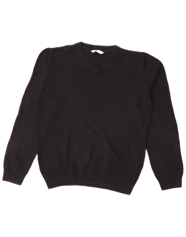 Marks & Spencer Boys V-Neck Jumper Sweater 12-13 Years Black Cotton