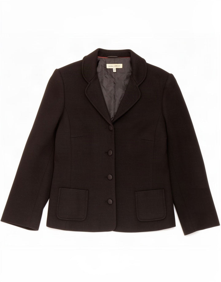 Laura Ashley Γυναικείο σακάκι blazer 4 κουμπιών UK 14 μεγάλο μαύρο ακρυλικό