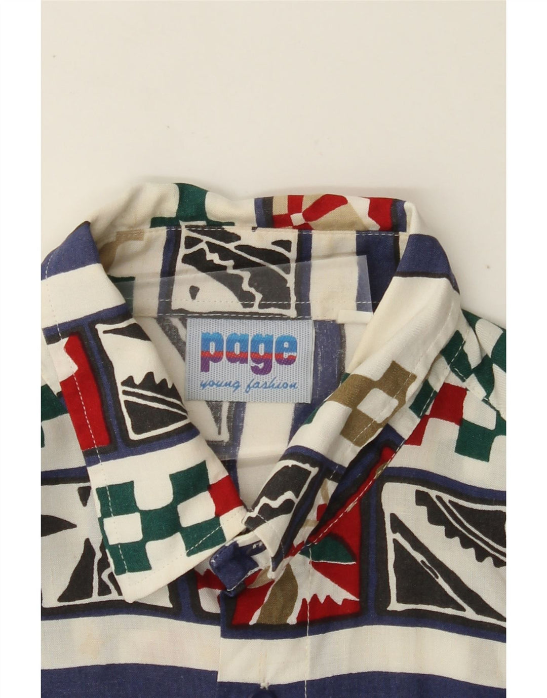 Ανδρικό κοντομάνικο πουκάμισο VINTAGE Λευκό Γεωμετρικό