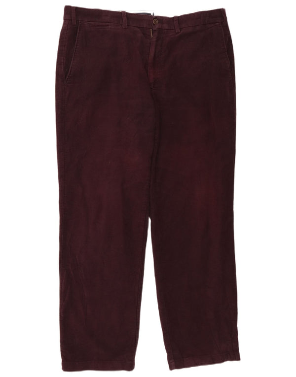 Marks & Spencer Mens Cargo Παντελόνι Chino Regular W36 L29 Βαμβακερό μπορντό