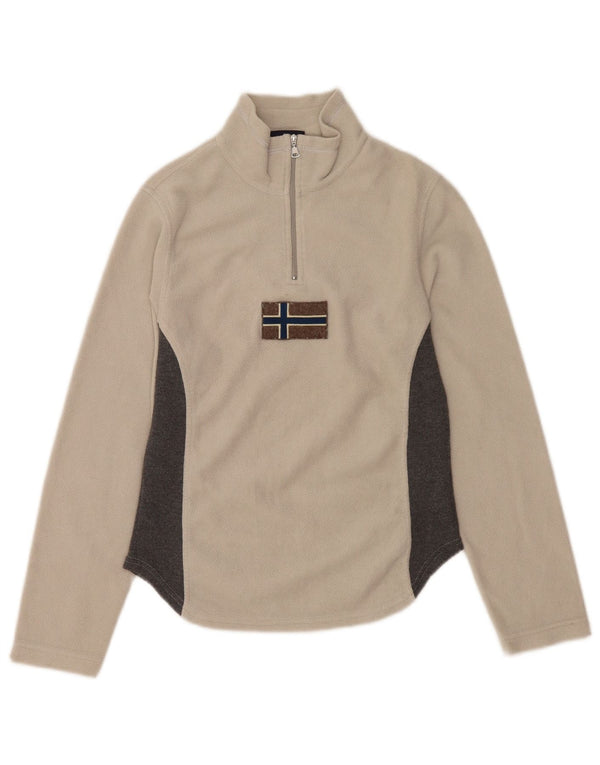 Napapijri Γυναικεία γραφικά Fleece Jumper UK 12 Medium Grey Colourblock