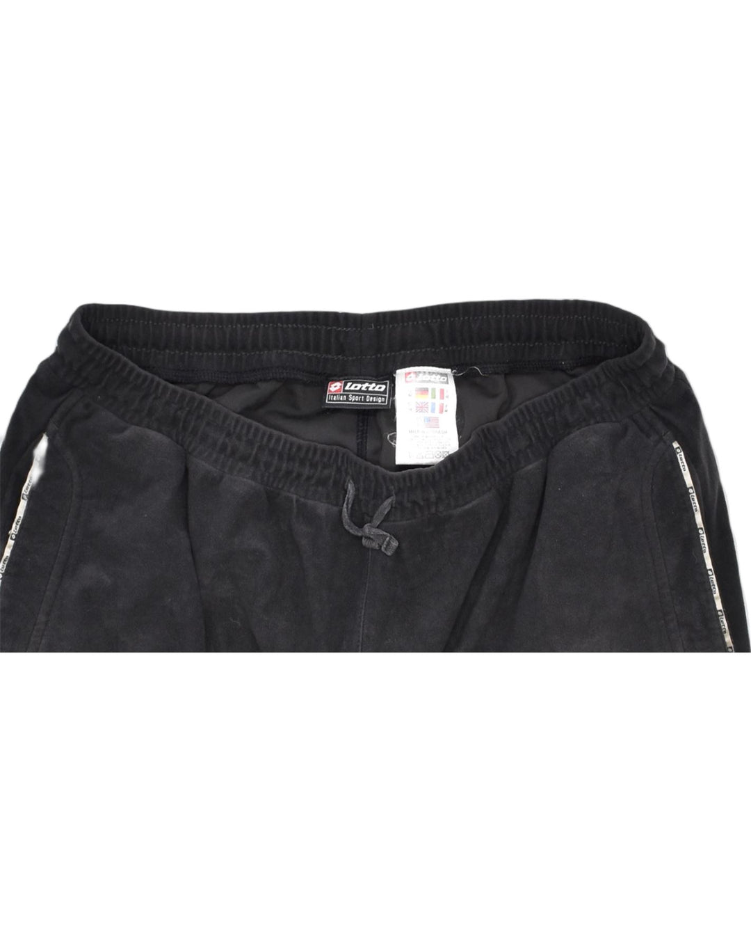 LOTTO Womens Tracksuit Trousers UK 14 Large Black Polyester | Vintage | Thrift | Second-Hand | Used Clothing | Messina Hembry 