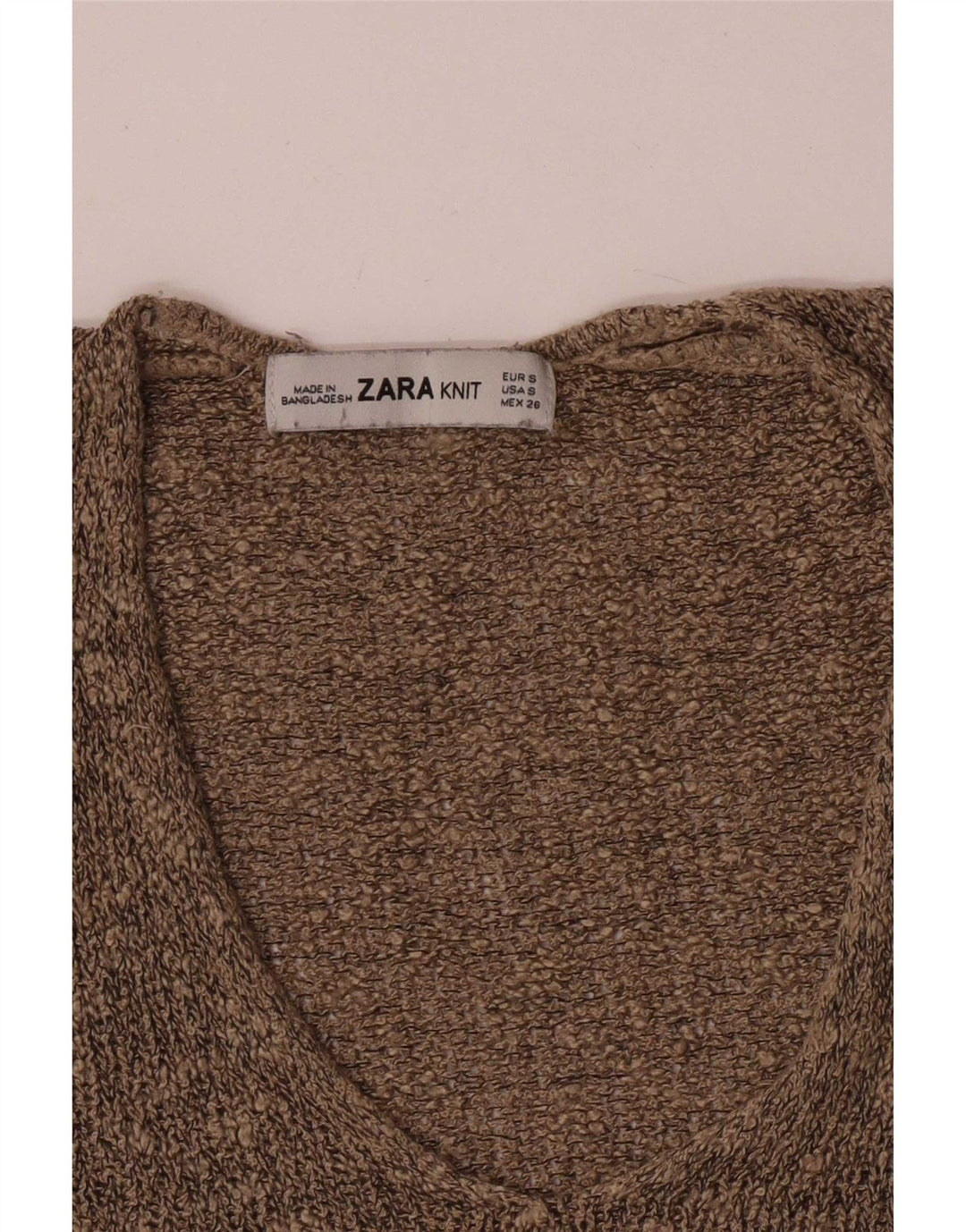 Zara Γυναικείο πουλόβερ με V λαιμόκοψη UK 10 Small Brown