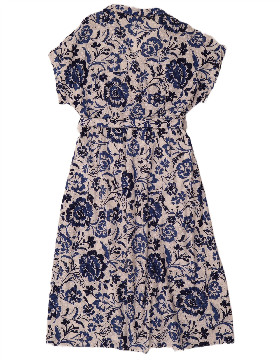 ZARA Γυναικείο κοντομάνικο Maxi φόρεμα UK 20 2XL Μπλε φλοράλ βαμβακερό