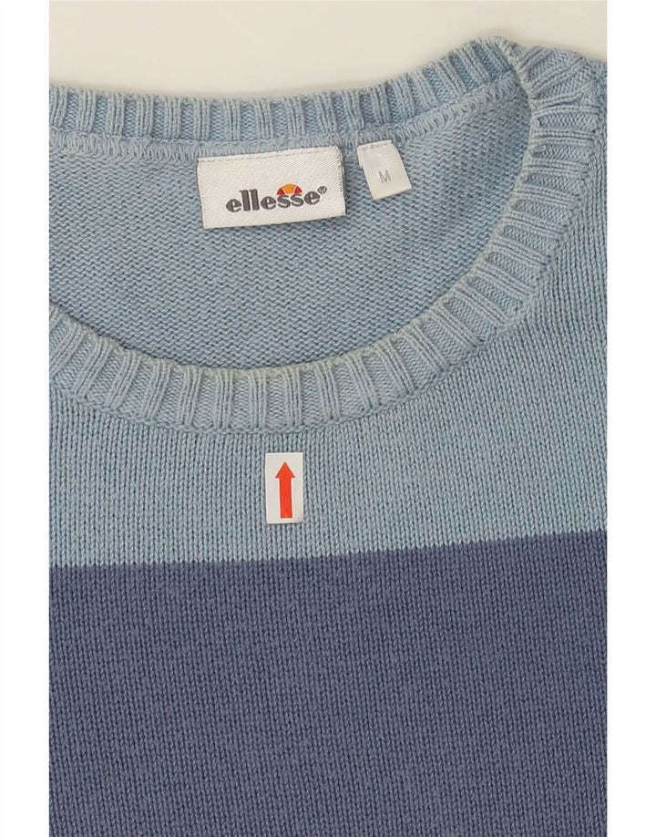 ELLESSE Womens Crew Neck Jumper Sweater UK 14 Medium Blue Colourblock Vintage Ellesse and Second-Hand Ellesse from Messina Hembry 