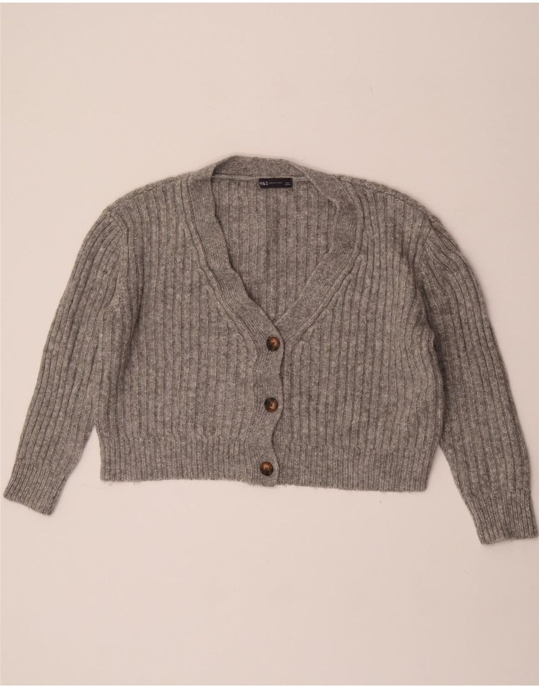 Marks & Spencer Γυναικείο Crop Oversized Ζακέτα πουλόβερ UK 16 Large Grey
