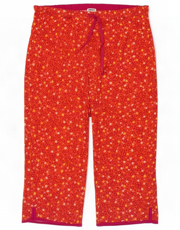 Dkny Γυναικεία Relaxed Fit Παντελόνι Capri Large W34 L21 Red Floral