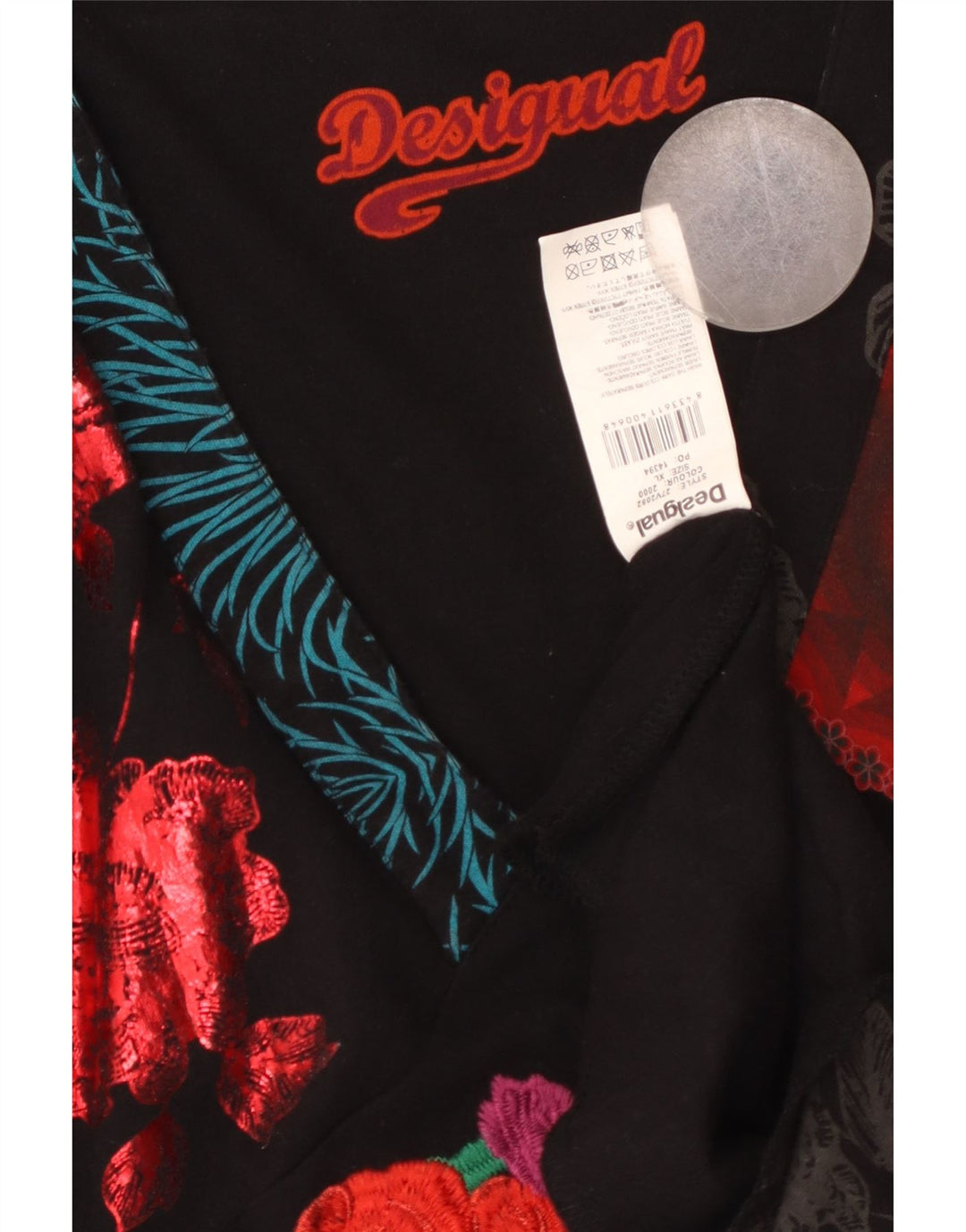 DESIGUAL Γυναικείο μακρυμάνικο φόρεμα A-Line UK 18 XL μαύρο φλοράλ