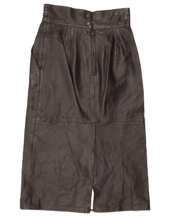 Vintage Γυναικεία Δερμάτινη Φούστα EU 36 Small W26 Μαύρη Δερμάτινη