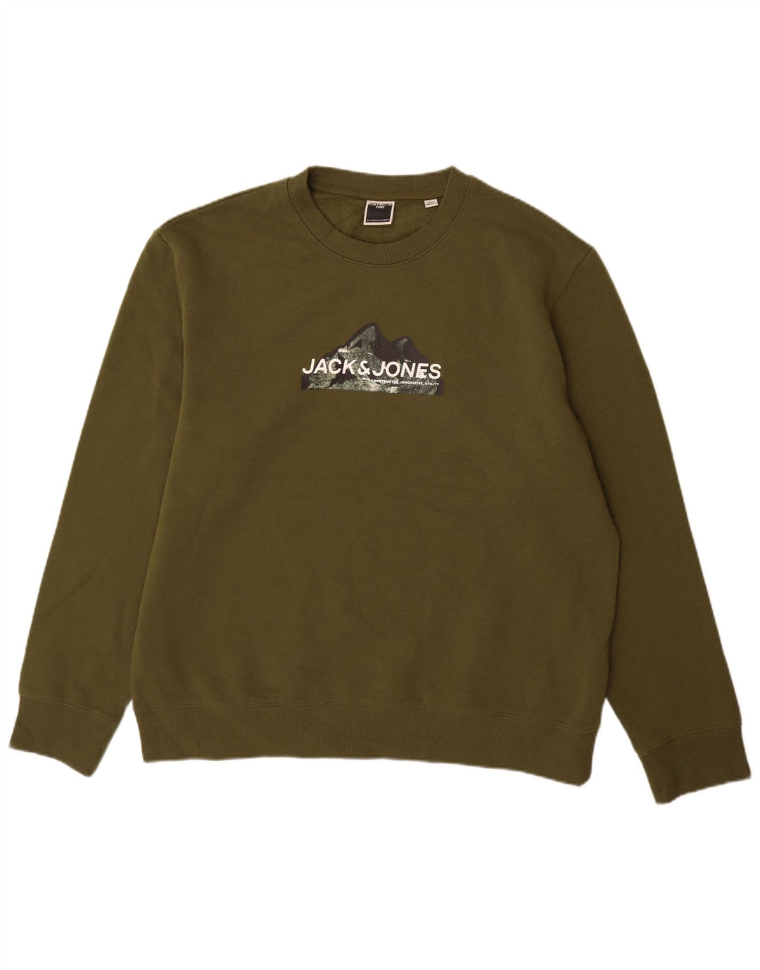 Jack & Jones Ανδρικό Γραφικό Φούτερ Jumper 2XL Χακί Βαμβακερό