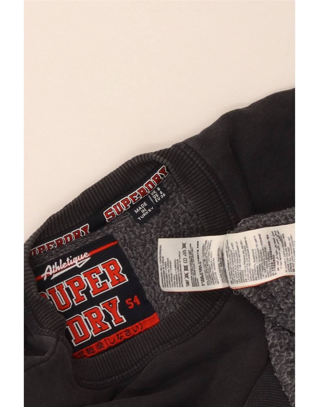 Superdry Ανδρική γραφική μπλούζα μεγάλου μεγέθους Jumper UK 8 μικρό γκρι βαμβακερό